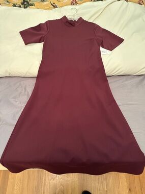 Nordstrom Burgundy ponte-knit Midi A-Line Dress